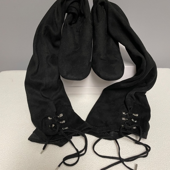 Qupid Faux Suede Over the Knee Boots, Lace Up, Women, 7.5, Round Toe, Bl… - Picture 9 of 9